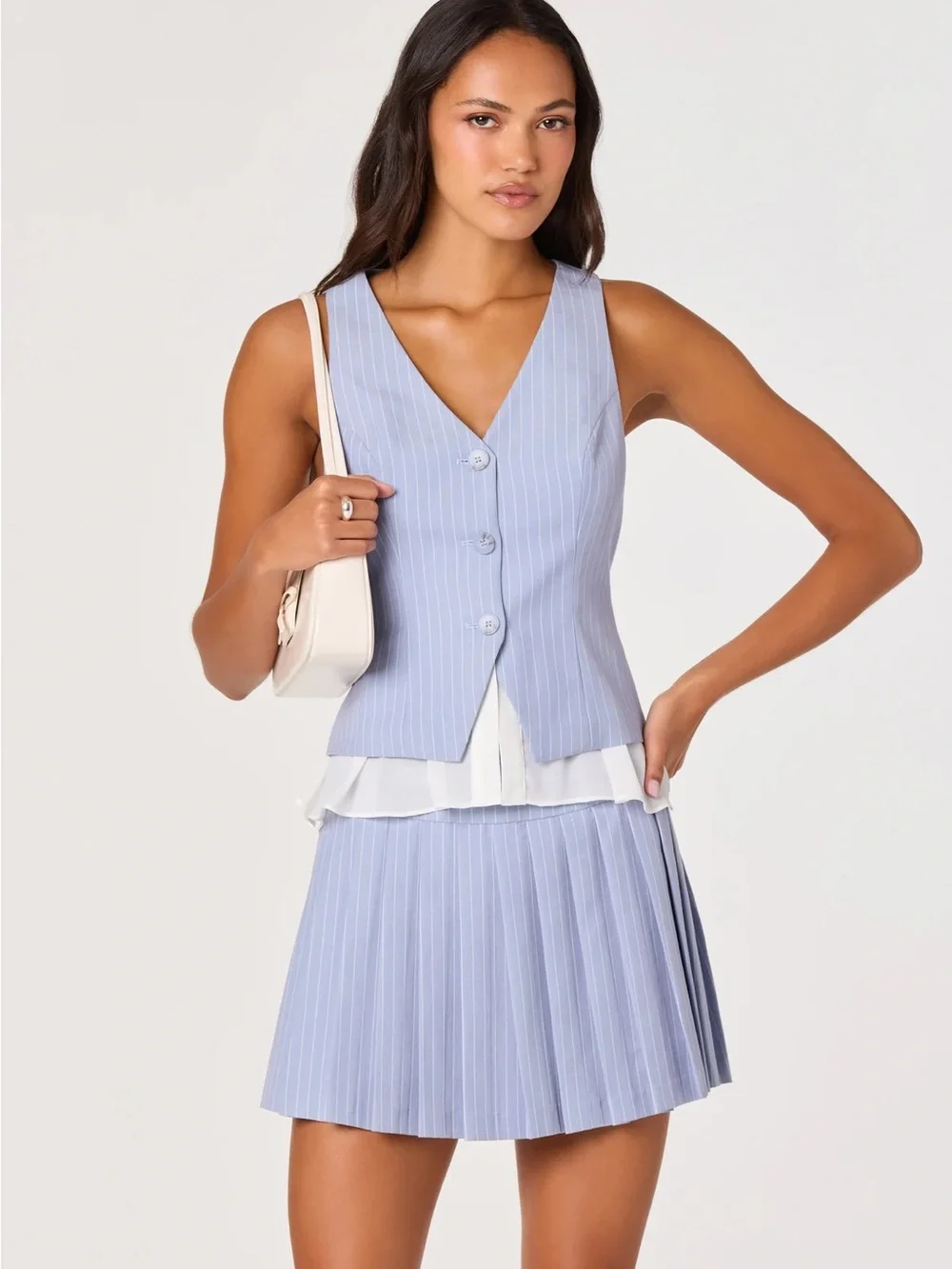 ASTR Hina Striped Pleated Skort - Picture 5 of 5